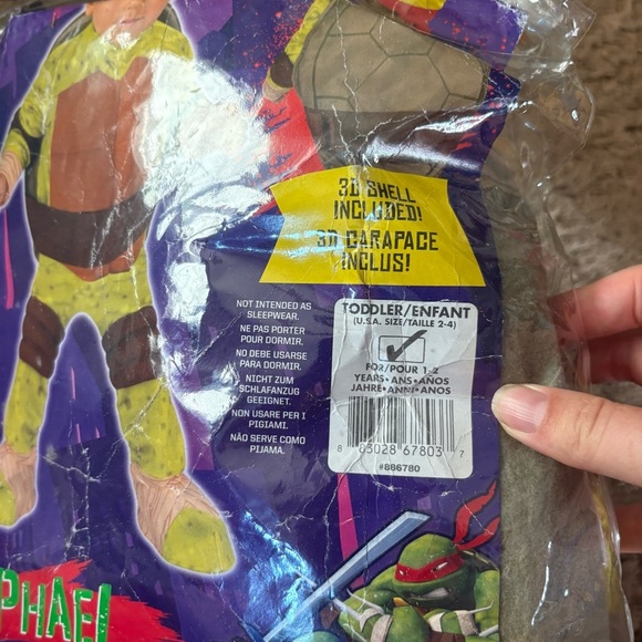 Teenage Mutant Ninja Turtles Raphael Costume Sz 2-4 Plush Shell Nickelodeon - Picture 4 of 6